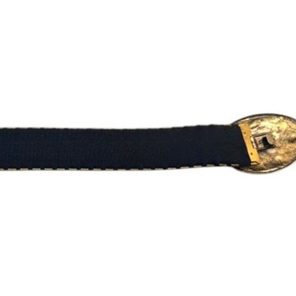 Ornate Gold-Tone Lizard Buckle Filigree Stretch Belt Rhinestone Y2K